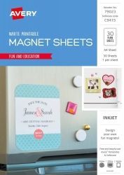 SP- FRIDGE MAGNET AVERY A4 1UP WHITE 30 SHTS