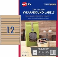 LABELS AVERY 190X16MM L1745 WRAPAROUND 12UP KRAFT BROWN PK15