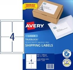 LABEL AVERY L7169 99.1X139MM SHIPPING 4UP WHITE PK100 LABEL AVERY L7169 99.1X139MM SHIPPING 4UP WHITE PK100