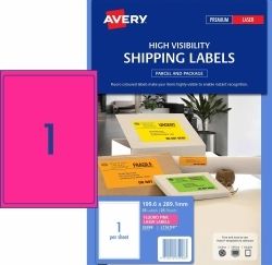LABEL AVERY L7167FP SHIPPING HI VIS FLUORO PINK 1UP 25 SHTS LABEL AVERY L7167FP SHIPPING HI VIS FLUORO PINK 1UP 25 SHTS