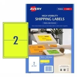 LABEL AVERY L7168FY SHIPPING HI VIS FLUORO YELLOW 2UP 10 SHTS LABEL AVERY L7168FY SHIPPING HI VIS FLUORO YELLOW 2UP 10 SHTS