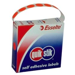 LABEL QUIK STIK DISP 14MM FLUORO RED DOT 700/ROLL