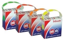 LABEL QUIK STIK DISP 24MM FLUORO RED DOT