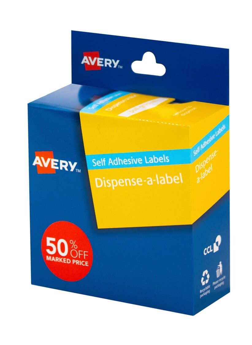 LABEL AVERY 24MM DISPENSER 50% OFF RED PK300