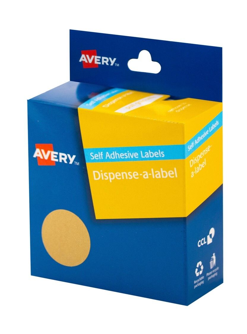 SP- LABEL AVERY DISP 24MM ROUND KRAFT BROWN BX400