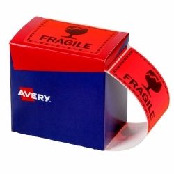 LABELS AVERY 75X99.6MM FRAGILE FLUORO RED 750/ROLL LABELS AVERY 75X99.6MM FRAGILE FLUORO RED 750/ROLL