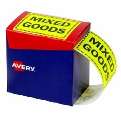 LABELS AVERY 125X75MM MIXED GOODS FLUORO YELLOW BX750 LABELS AVERY 125X75MM MIXED GOODS FLUORO YELLOW BX750