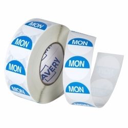 LABEL AVERY 24MM MONDAY REMOVABLE BLUE/WHITE 1000/ROLL LABEL AVERY 24MM MONDAY REMOVABLE BLUE/WHITE 1000/ROLL
