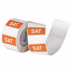 LABEL AVERY 40X40MM SATURDAY REMOVABLE ORANGE/WHITE 500/ROLL LABEL AVERY 40X40MM SATURDAY REMOVABLE ORANGE/WHITE 500/ROLL