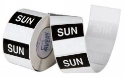 LABEL AVERY 40X40MM SUNDAY REMOVABLE BLACK/WHITE 500/ROLL LABEL AVERY 40X40MM SUNDAY REMOVABLE BLACK/WHITE 500/ROLL