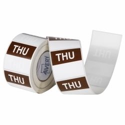 LABEL AVERY 40X40MM THURSDAY REMOVABLE BROWN/WHITE 500/ROLL LABEL AVERY 40X40MM THURSDAY REMOVABLE BROWN/WHITE 500/ROLL