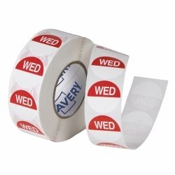LABEL AVERY 24MM WEDNESDAY REMOVABLE RED/WHITE 1000/ROLL LABEL AVERY 24MM WEDNESDAY REMOVABLE RED/WHITE 1000/ROLL