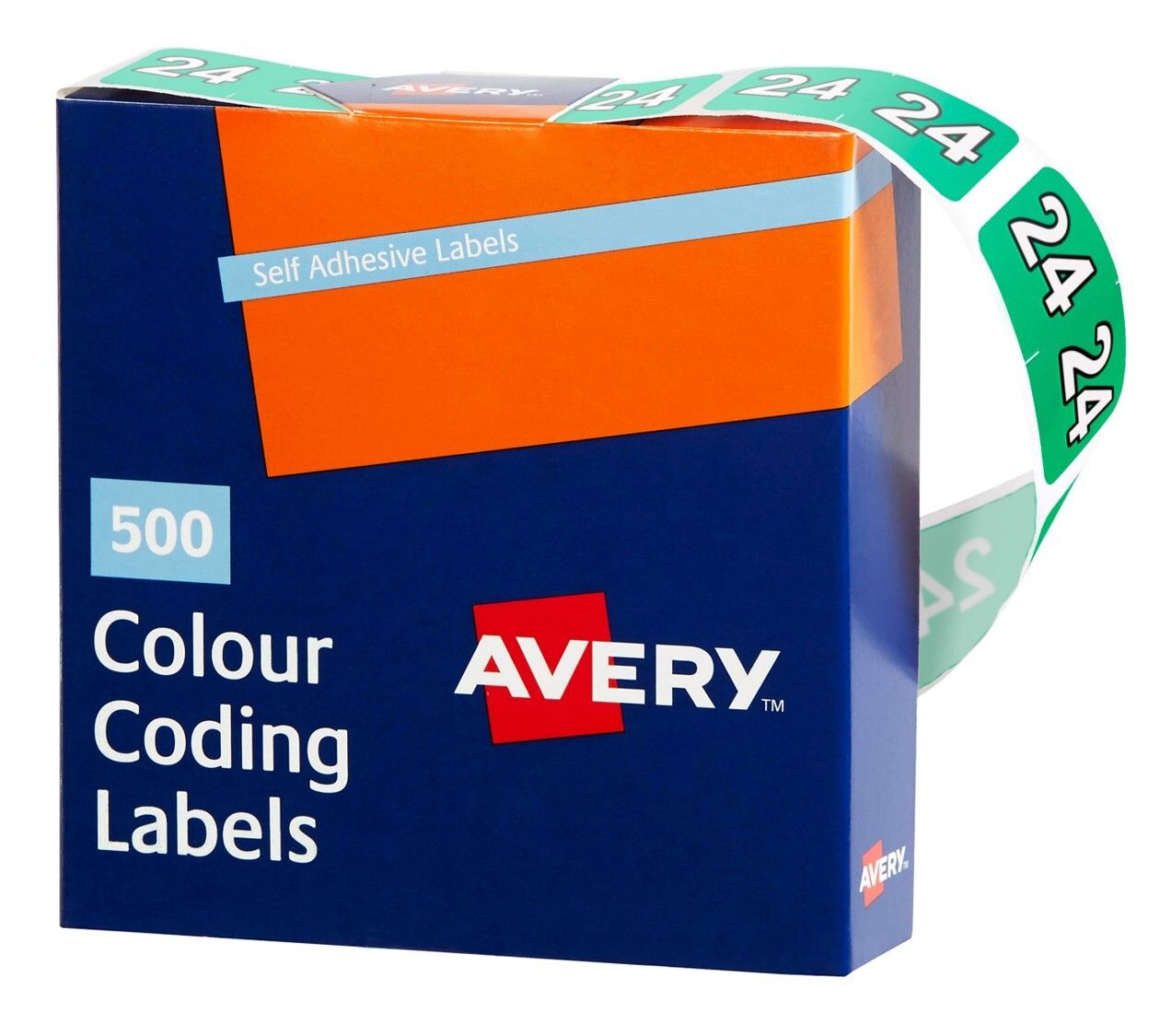 LABEL AVERY 25X38 MM  24 SIDE TAB COLOUR CODING LABELS GREEN ROLL500