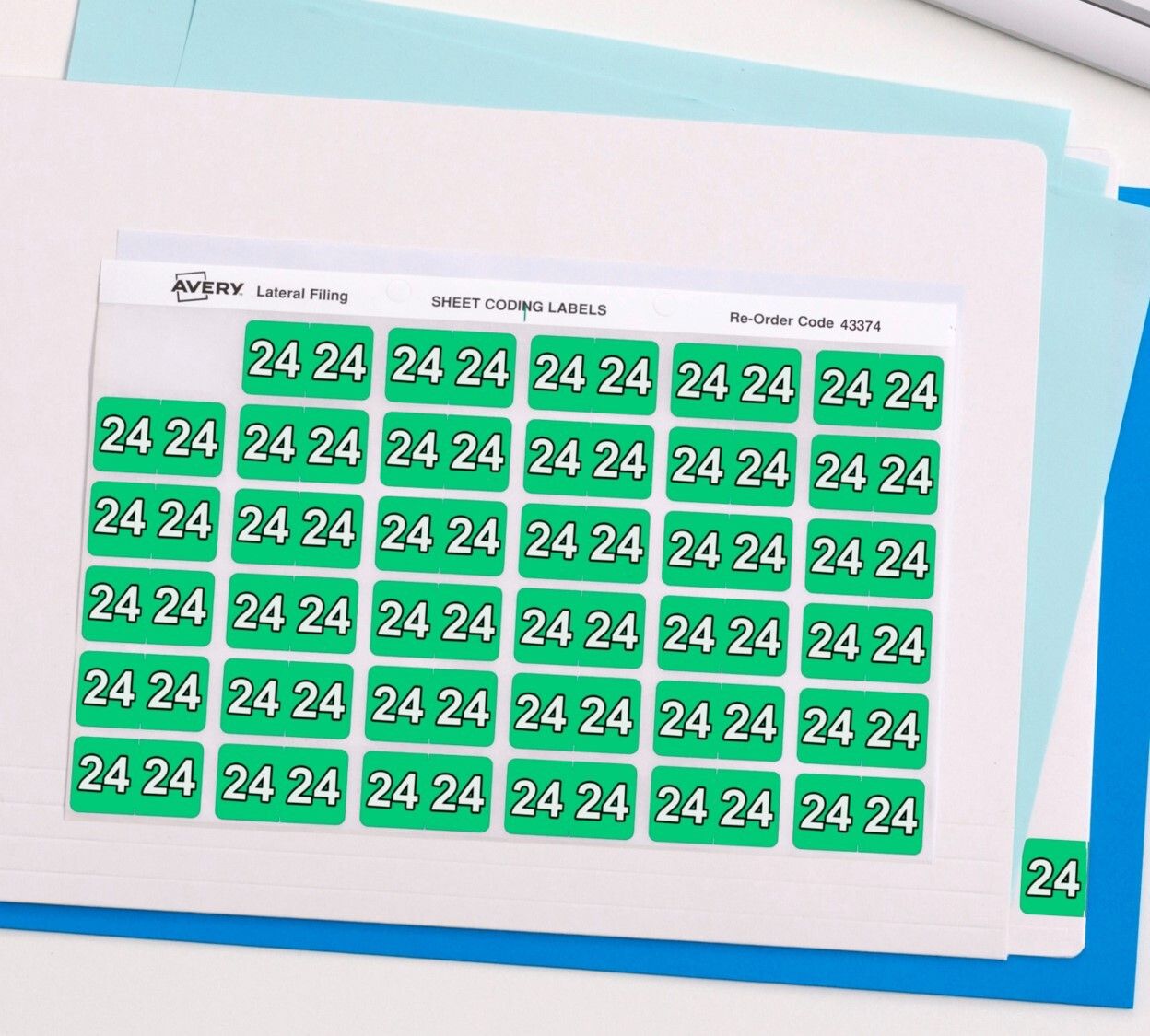 LABEL AVERY 25X38MM SIDE TAB 2024 YEAR CODE LIGHT GREEN PK180