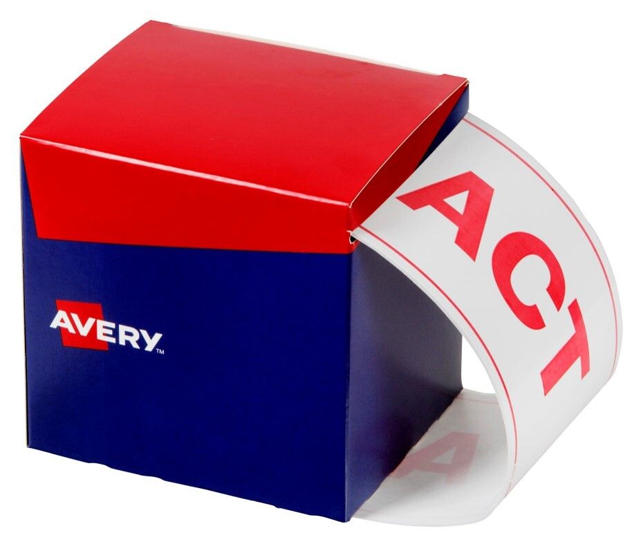LABEL AVERY 100X150.4MM ACT WHITE PRINTED RED PK550