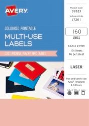 SP- LABEL AVERY 63.5X24 RECTANGULAR LASER 16UP PEACHY PINK PK160 SP- LABEL AVERY 63.5X24 RECTANGULAR LASER 16UP PEACHY PINK PK160