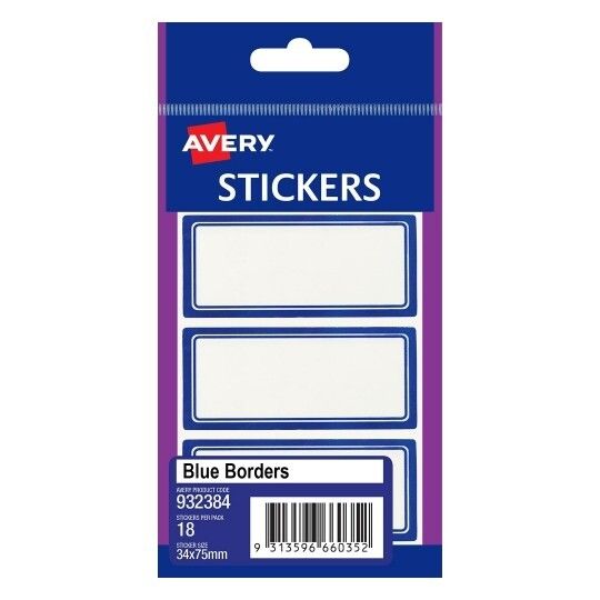 LABEL AVERY F/P 34X75 BORDER BLUE 932384
