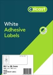 LABELS CELCAST 14UP 99.1X38.1MM LASER/INKJET WHITE PK100 LABELS CELCAST 14UP 99.1X38.1MM LASER/INKJET WHITE PK100