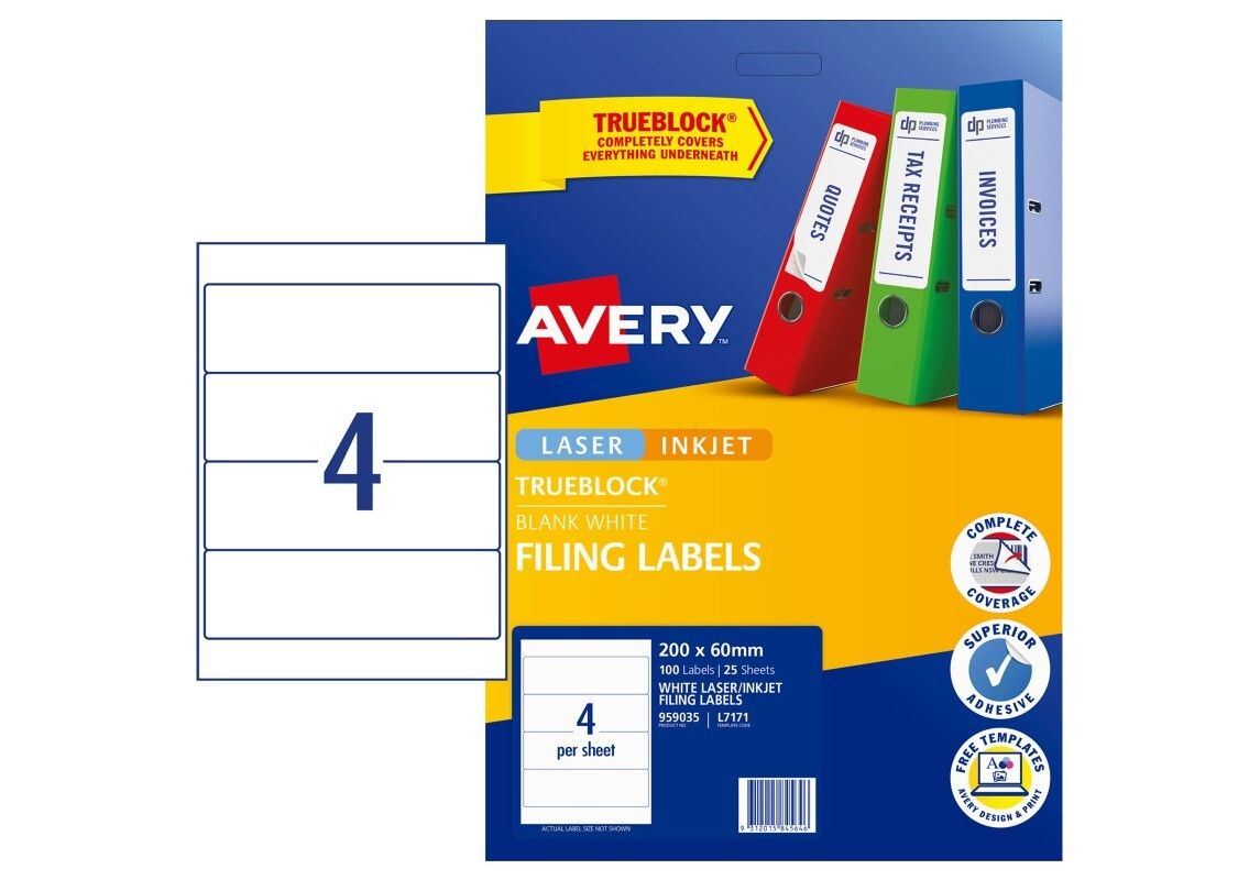 LABEL AVERY LASER L7171 L/ARCH 4UP 959035 PK25