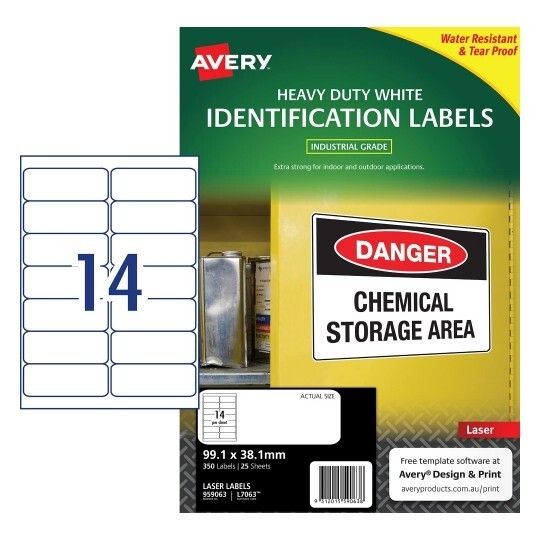 LABEL AVERY LASER L7063 ADDRESS H/DUTY 99.1X38.1 14UP PK25 LABEL AVERY LASER L7063 ADDRESS H/DUTY 99.1X38.1 14UP PK25