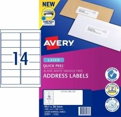 LABEL AVERY LASER L7163 ADDRESS 14UP WHITE PK100 LABEL AVERY LASER L7163 ADDRESS 14UP WHITE PK100