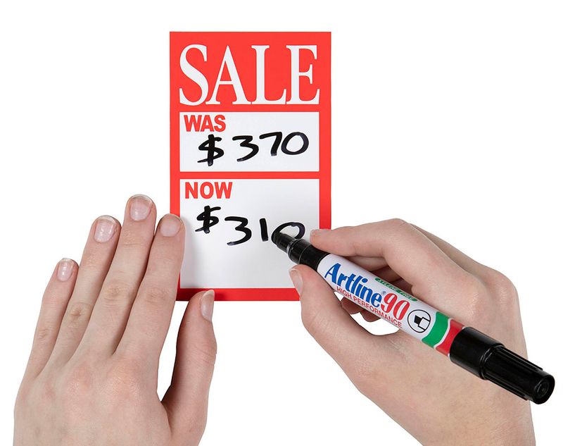 DISPLAY TICKET QUIKSTIK 75X125MM WAS/NOW PK10