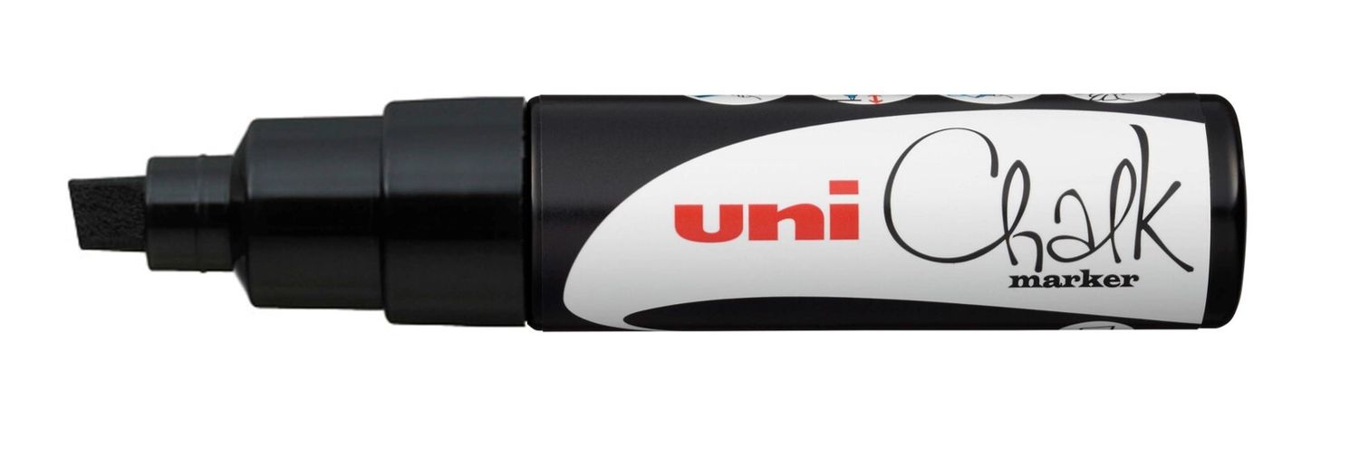 MARKER CHALK UNI 8MM CHISEL TIP BLACK