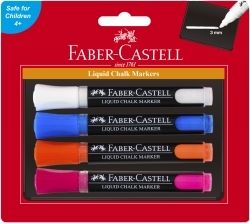 MARKER LIQUID CHALK FABER-CASTELL ASST PK4