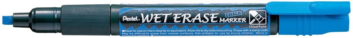MARKER PENTEL 3.0MM LIQUID CHALK WET ERASE REVERSIBLE NIB BLUE MARKER PENTEL 3.0MM LIQUID CHALK WET ERASE REVERSIBLE NIB BLUE