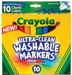 MARKER CRAYOLA ULTRA-CLEAN WASHABLE BROAD LINE CLASSIC COLORS PK10