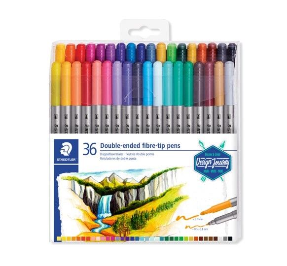 MARKER STAEDTLER FIBRE TIP DOUBLE ENDED BX36