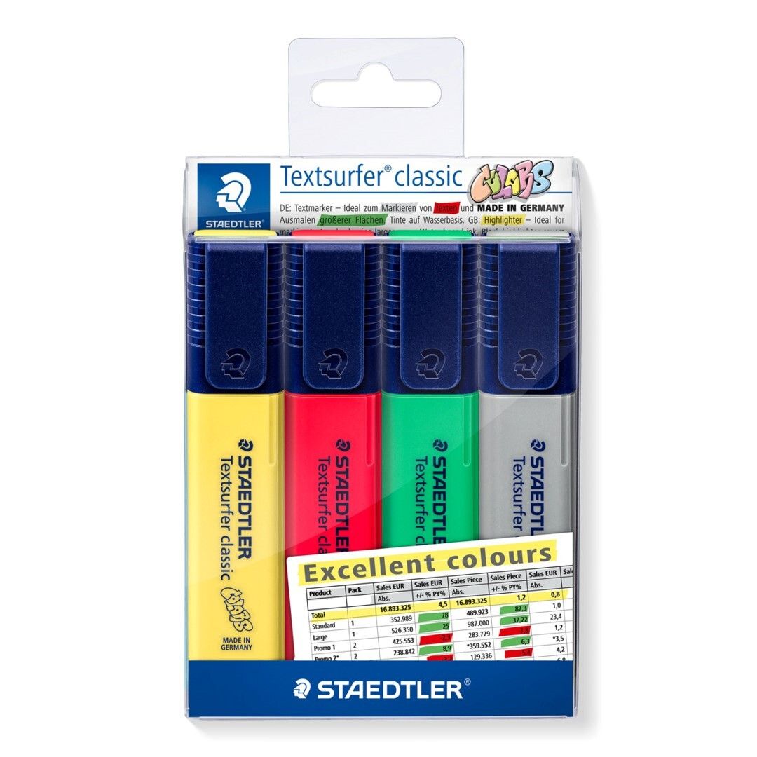 HIGHLIGHTERS STAEDTLER TEXTSURFER CLASSIC EXCELLENT COLOURS WLT4 HIGHLIGHTERS STAEDTLER TEXTSURFER CLASSIC EXCELLENT COLOURS WLT4