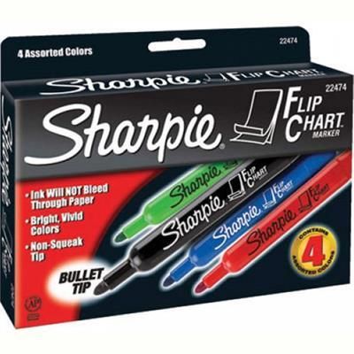 MARKER SHARPIE FLIP CHART BUSINESS ASST BX4