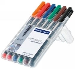 SP- MARKER PEN STAEDTLER LUMOCOLOR PERMANENT 318 0.6MM F ASST WLT6