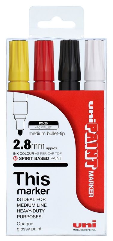 MARKER PAINT UNI PX20 ASST PK4