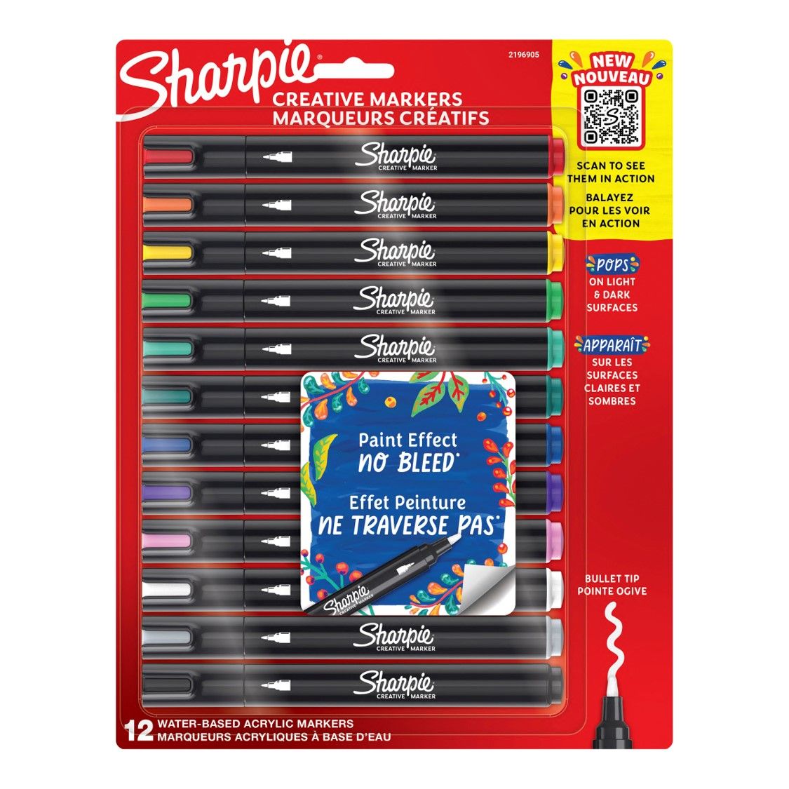 MARKER CREATIVE SHARPIE BULLET TIP 12CD ASST