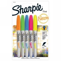 MARKER SHARPIE PERMANENT FINE NEON FLURO PK5