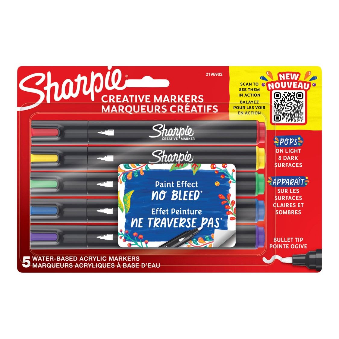 MARKER CREATIVE SHARPIE BULLET TIP 5CD ASST
