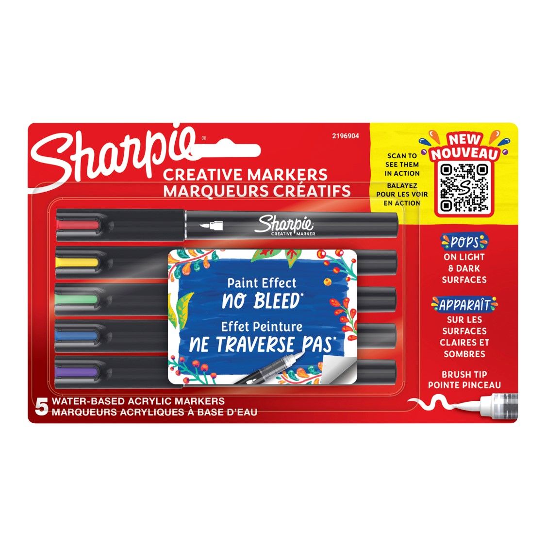 MARKER CREATIVE SHARPIE BRUSH TIP 5CD ASST