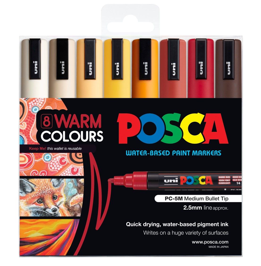 MARKER UNI PC5M WARM COLOURS WLT8