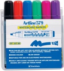 MARKER WHITEBOARD ARTLINE 579 5MM CHISEL NIB ASST WLT6
