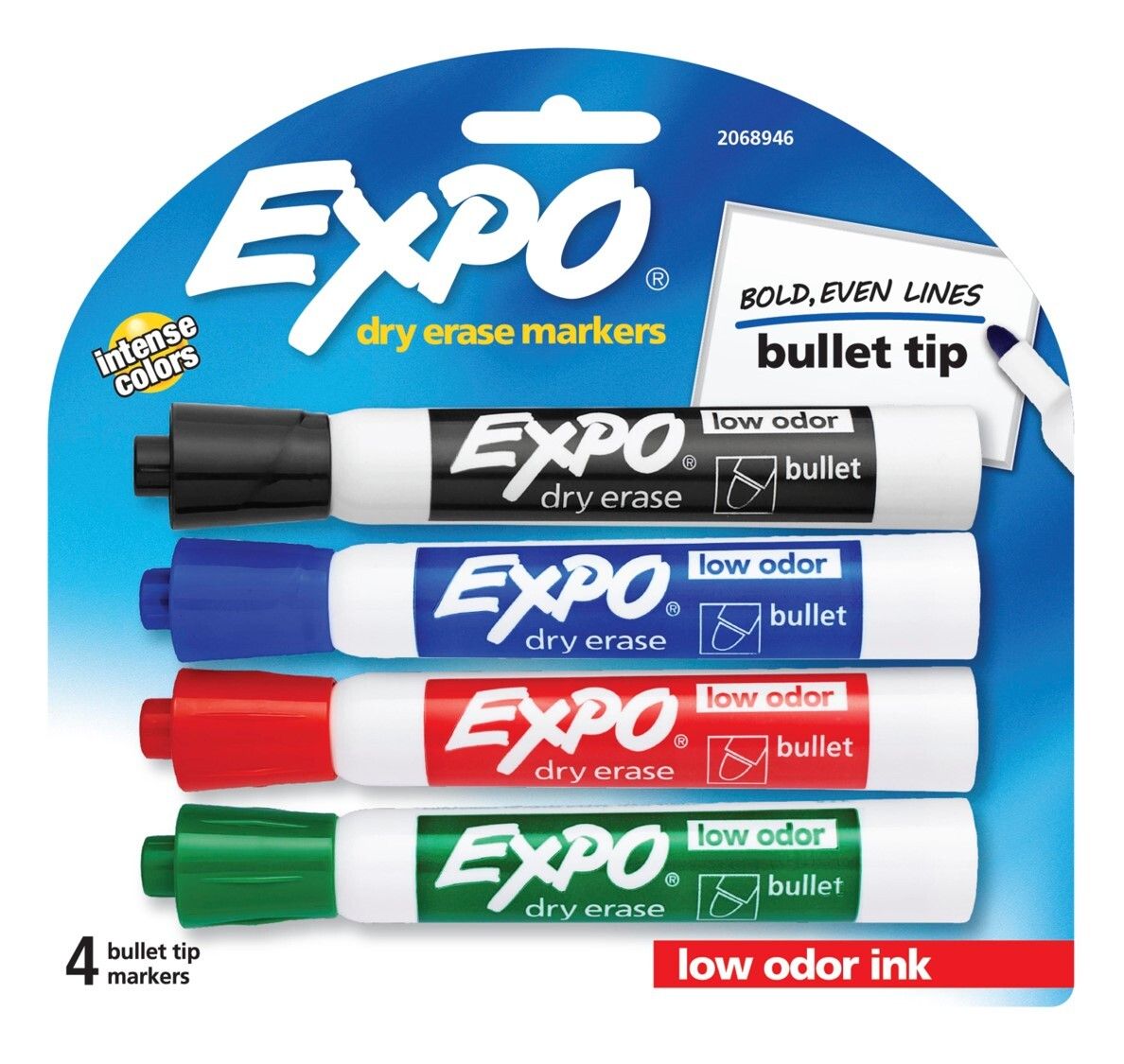 MARKER WHITEBOARD EXPO BULLET ASSORTED PK4