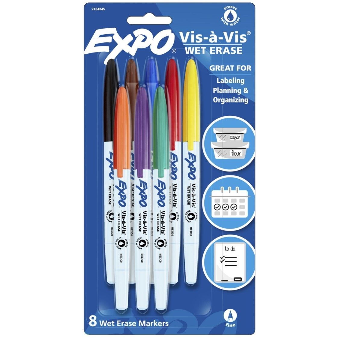 MARKER EXPO WHITEBOARD VIS A VIS ASST FINE ASSORTED PK8