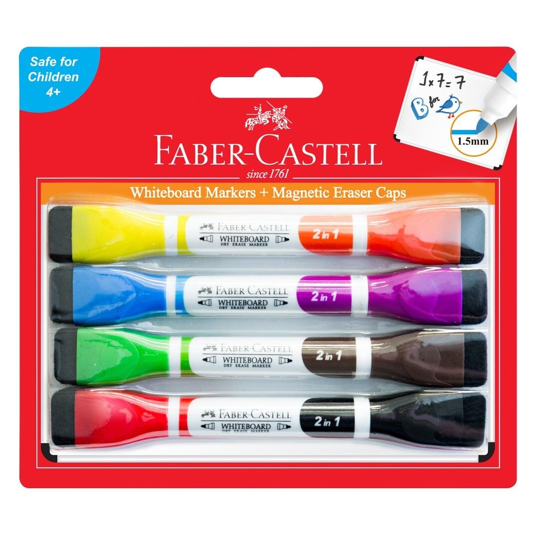MARKER FABER-CASTELL MAGNETIC WHITEBOARD + ERASER CAP 8 COLOURS CARD4 MARKER FABER-CASTELL MAGNETIC WHITEBOARD + ERASER CAP 8 COLOURS CARD4
