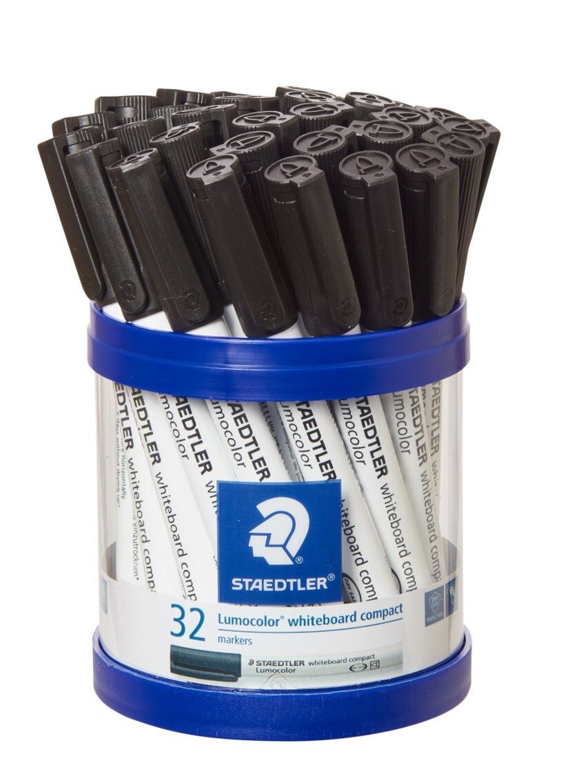 MARKER WHITEBOARD STAEDTLER 341 COMPACT BULLET BLACK CUP OF 32 MARKER WHITEBOARD STAEDTLER 341 COMPACT BULLET BLACK CUP OF 32