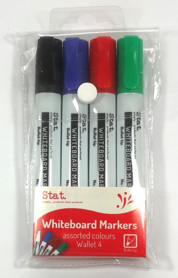 MARKER WHITEBOARD STAT 2.0MM BULLET NIB ASST WLT4