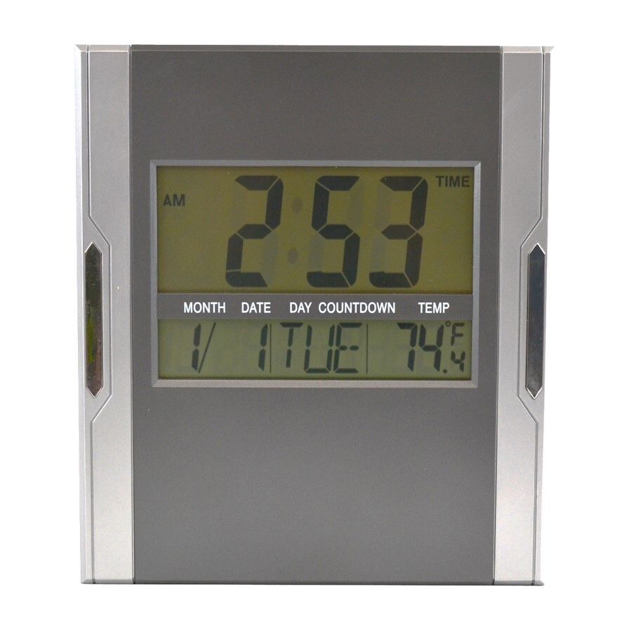 WALL CLOCK ITALPLAST 215MM DIGITAL DISPLAY SILVER/GREY WALL CLOCK ITALPLAST 215MM DIGITAL DISPLAY SILVER/GREY