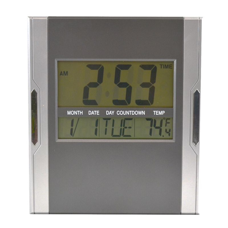 WALL CLOCK ITALPLAST 215MM DIGITAL DISPLAY SILVER/GREY