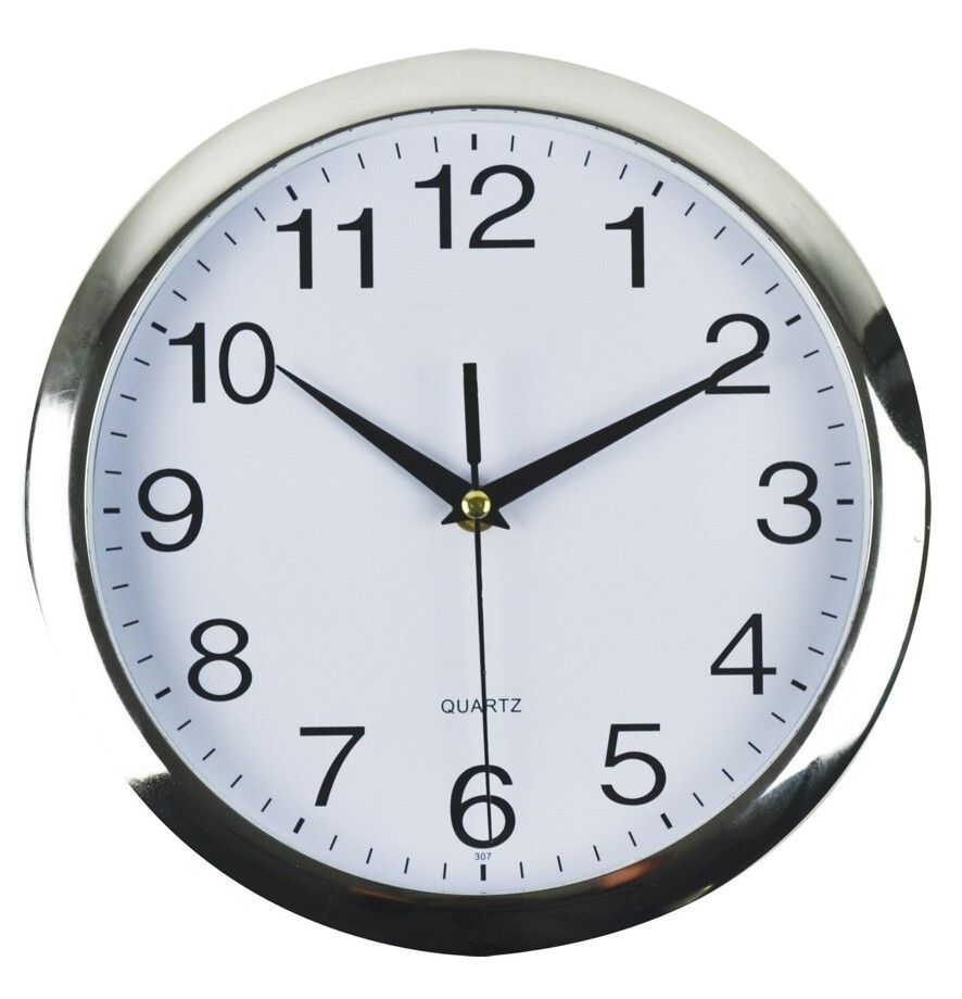 CLOCK ITALPLAST 26CM WALL CHROME FRAME/WHITE FACE CLOCK ITALPLAST 26CM WALL CHROME FRAME/WHITE FACE