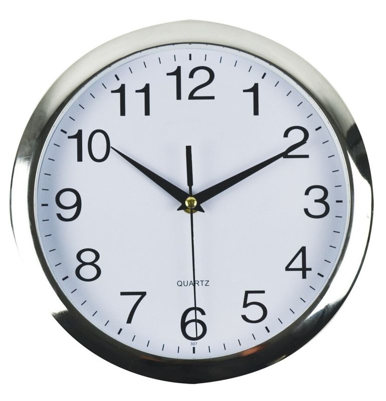CLOCK ITALPLAST 26CM WALL CHROME FRAME/WHITE FACE